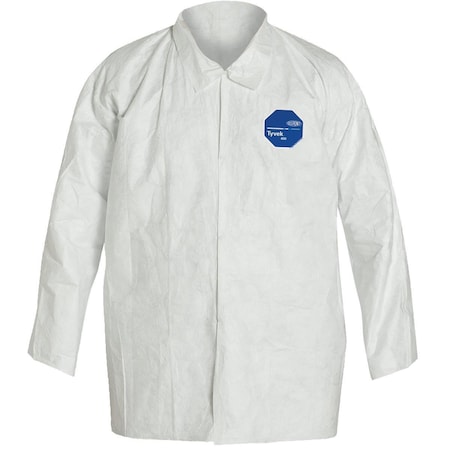 Dupont Shirt. Collar. Open Wrists. Extends to Hip.Serged Seams. White. LG TY303SWHLG0050VP